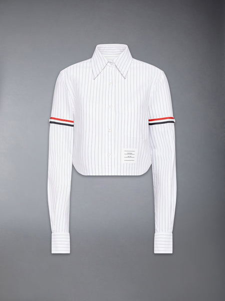 PINSTRIPE ARMBAND CROPPED OXFORD SHIRT RWBWHT