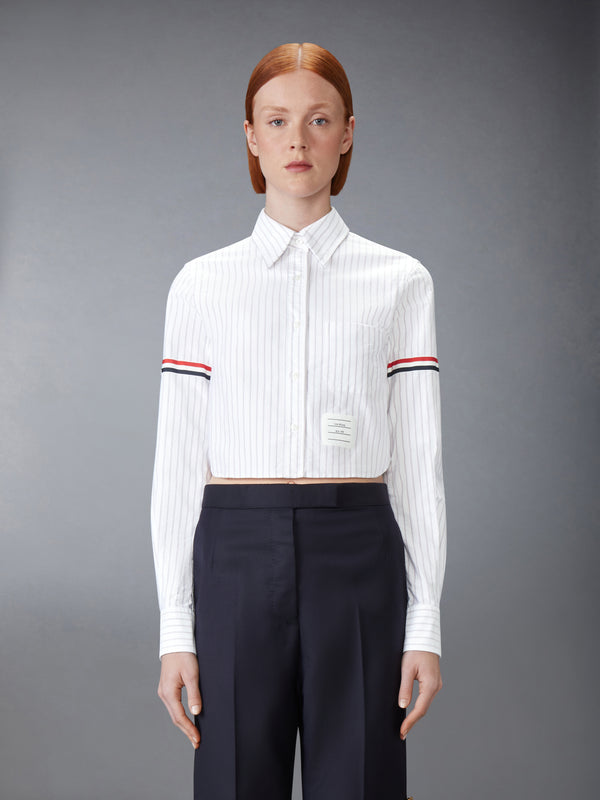 PINSTRIPE ARMBAND CROPPED OXFORD SHIRT - image 1