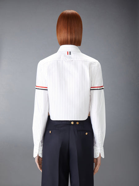 PINSTRIPE ARMBAND CROPPED OXFORD SHIRT RWBWHT