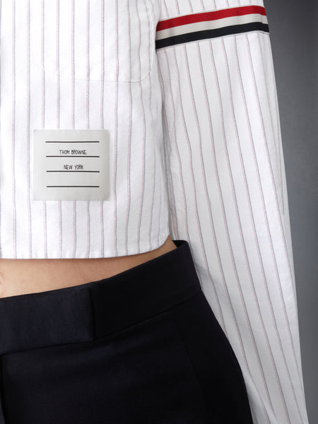 PINSTRIPE ARMBAND CROPPED OXFORD SHIRT RWBWHT
