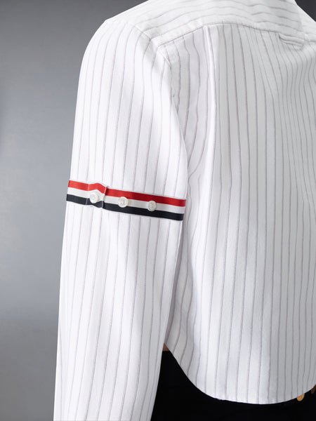 PINSTRIPE ARMBAND CROPPED OXFORD SHIRT RWBWHT
