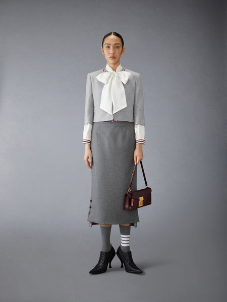 SILK TWILL BOW COLLAR BLOUSE WHITE