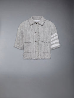 SOLID TWEED 4-BAR CROPPED SHIRT JACKET