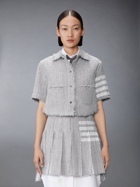SOLID TWEED 4-BAR CROPPED SHIRT JACKET MEDIUM GREY