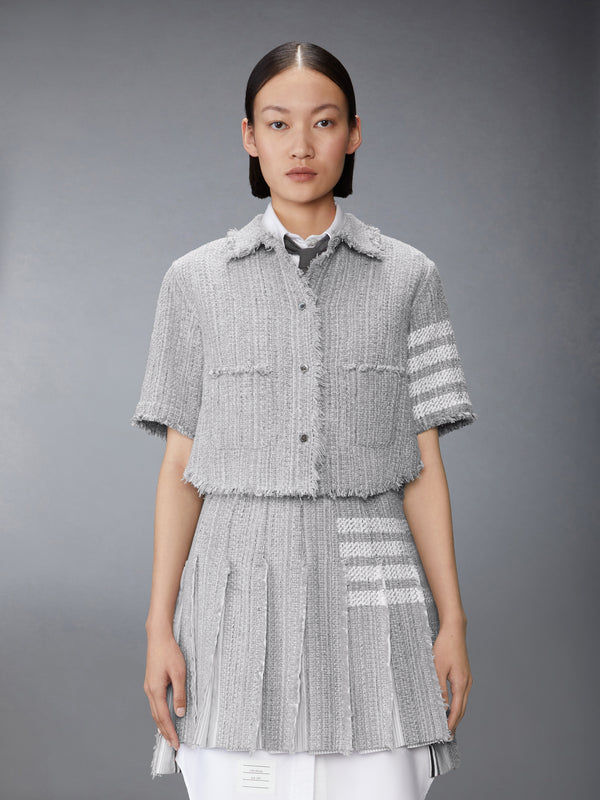 SOLID TWEED 4-BAR CROPPED SHIRT JACKET - image 1