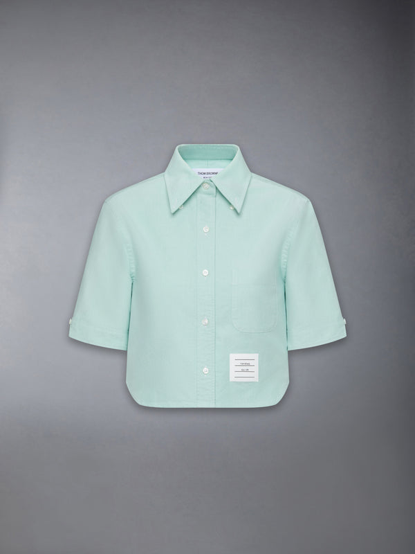 SHORT SLEEVE CROPPED OXFORD SHIRT - featured image