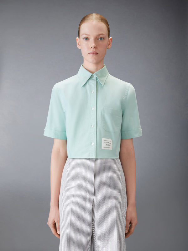SHORT SLEEVE CROPPED OXFORD SHIRT - image 1