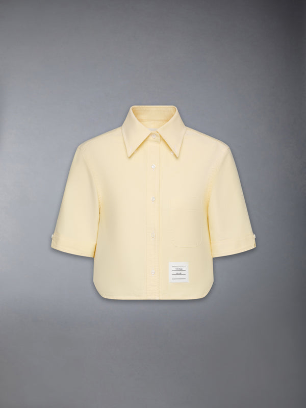 SHORT SLEEVE CROPPED OXFORD SHIRT - featured image