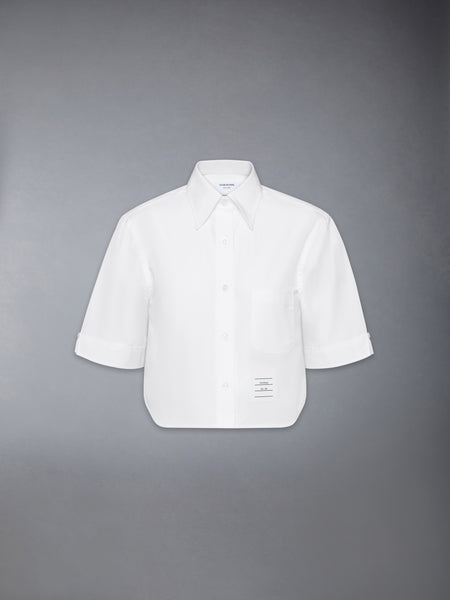 POPLIN CROPPED SHORT SLEEVE SHIRT WHITE