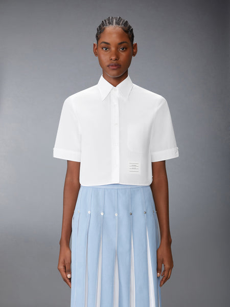 POPLIN CROPPED SHORT SLEEVE SHIRT WHITE