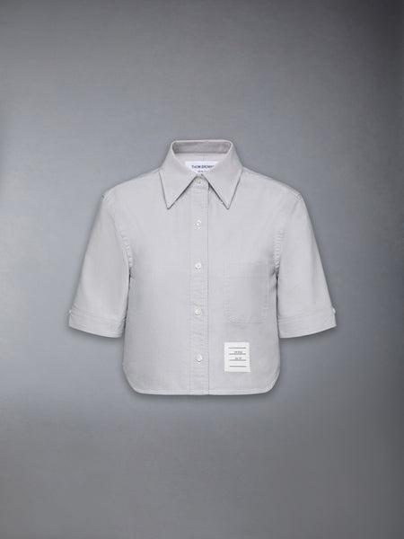 SHORT SLEEVE CROPPED OXFORD SHIRT MED GREY