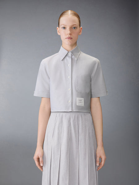 SHORT SLEEVE CROPPED OXFORD SHIRT MED GREY