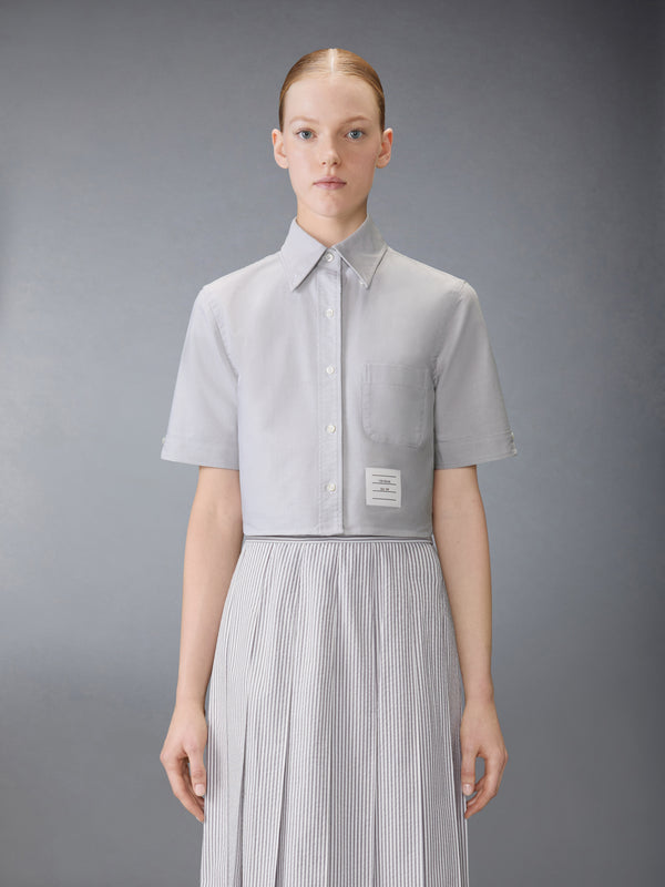 SHORT SLEEVE CROPPED OXFORD SHIRT - image 1