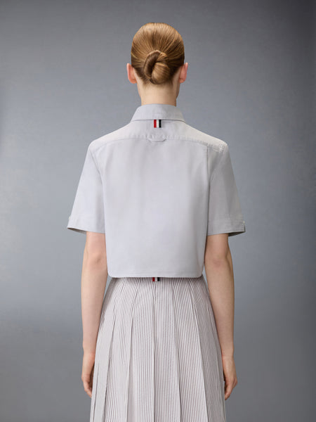 SHORT SLEEVE CROPPED OXFORD SHIRT MED GREY