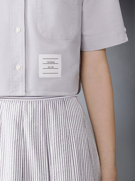SHORT SLEEVE CROPPED OXFORD SHIRT MED GREY