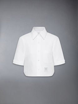 SHORT SLEEVE CROPPED OXFORD SHIRT