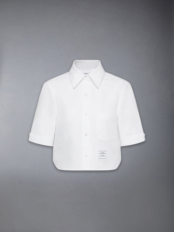SHORT SLEEVE CROPPED OXFORD SHIRT - featured image