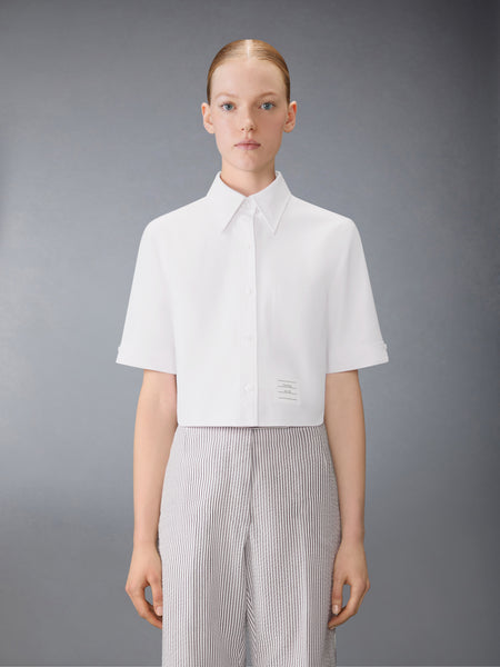 SHORT SLEEVE CROPPED OXFORD SHIRT WHITE