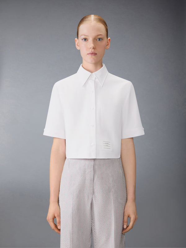 SHORT SLEEVE CROPPED OXFORD SHIRT - image 1