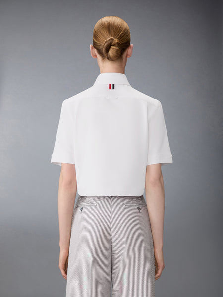 SHORT SLEEVE CROPPED OXFORD SHIRT WHITE
