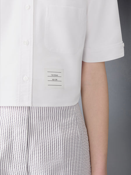SHORT SLEEVE CROPPED OXFORD SHIRT WHITE