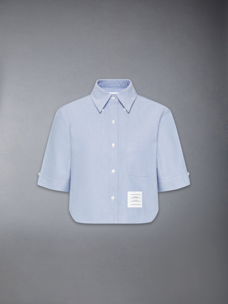 SHORT SLEEVE CROPPED OXFORD SHIRT LIGHT BLUE