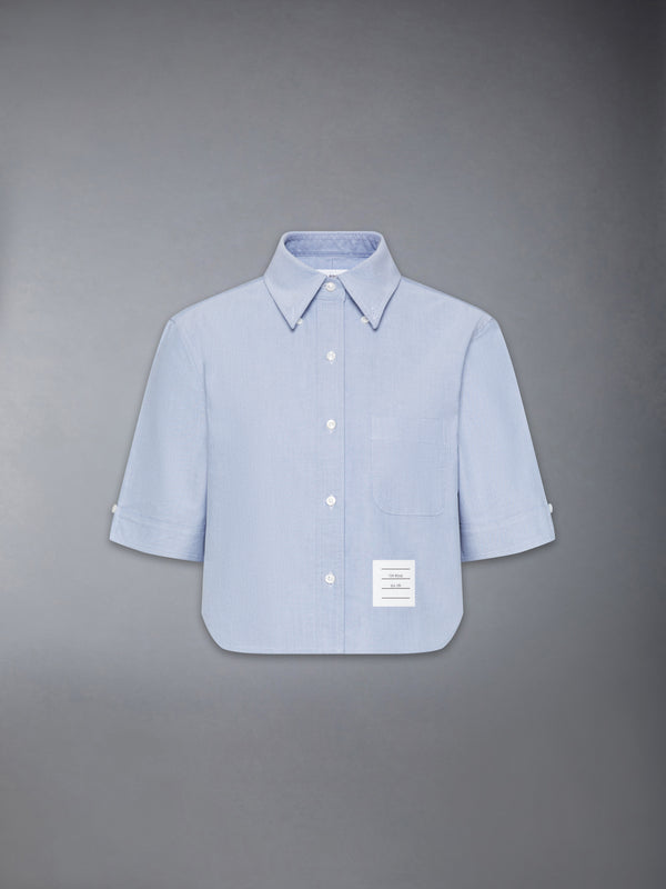 SHORT SLEEVE CROPPED OXFORD SHIRT - featured image