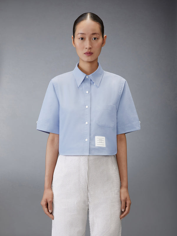 SHORT SLEEVE CROPPED OXFORD SHIRT - image 1