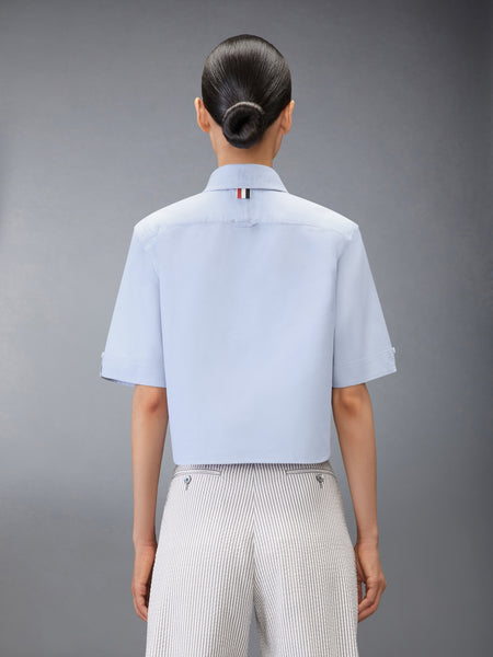 SHORT SLEEVE CROPPED OXFORD SHIRT LIGHT BLUE