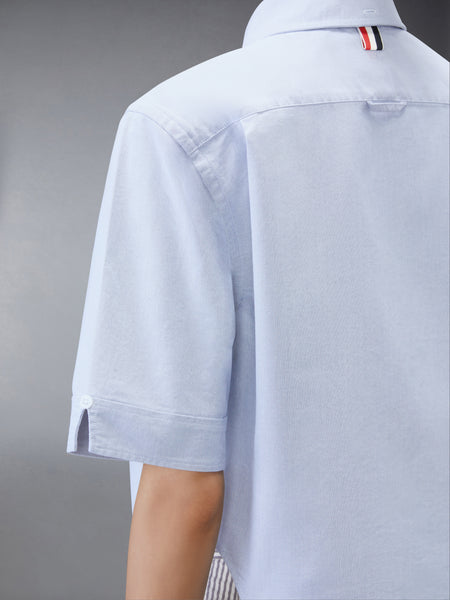 SHORT SLEEVE CROPPED OXFORD SHIRT LIGHT BLUE