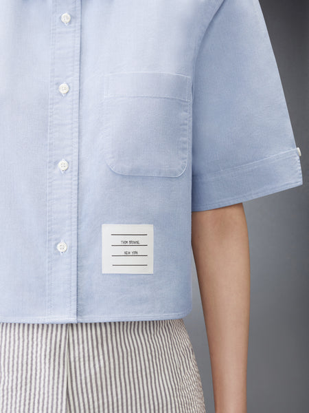 SHORT SLEEVE CROPPED OXFORD SHIRT LIGHT BLUE