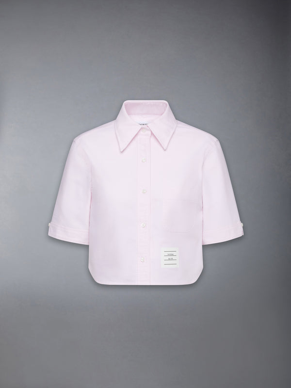 SHORT SLEEVE CROPPED OXFORD SHIRT - featured image