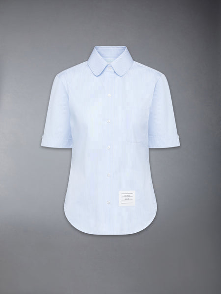 MICRO UNIVERSITY STRIPED POPLIN SHORT SLEEVE SHIRT LIGHT BLUE