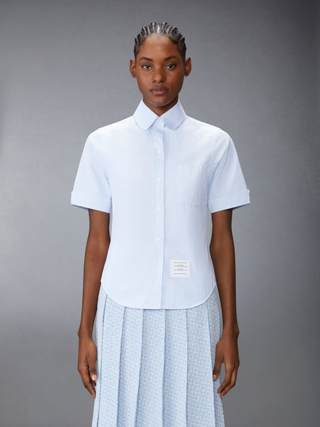 MICRO UNIVERSITY STRIPED POPLIN SHORT SLEEVE SHIRT LIGHT BLUE