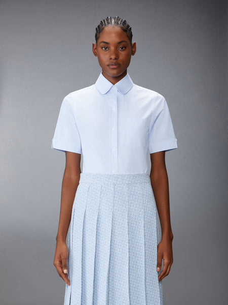 MICRO UNIVERSITY STRIPED POPLIN SHORT SLEEVE SHIRT LIGHT BLUE