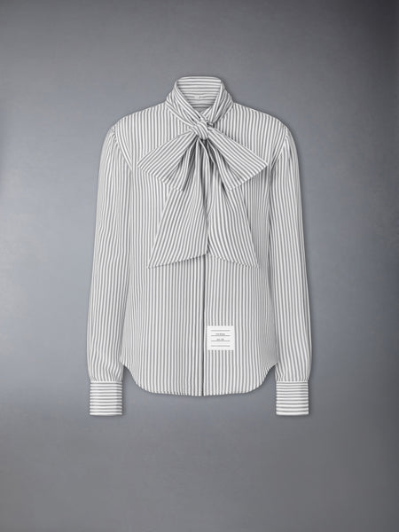 STRIPED SILK DETACHABLE COLLAR SHIRT MED GREY