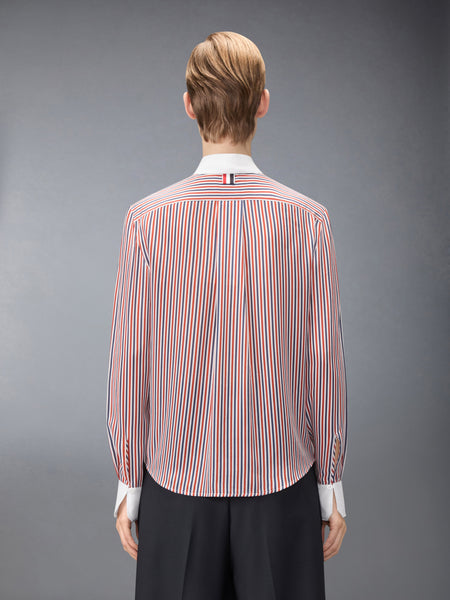 STRIPED SILK DETACHABLE COLLAR SHIRT RWBWHT