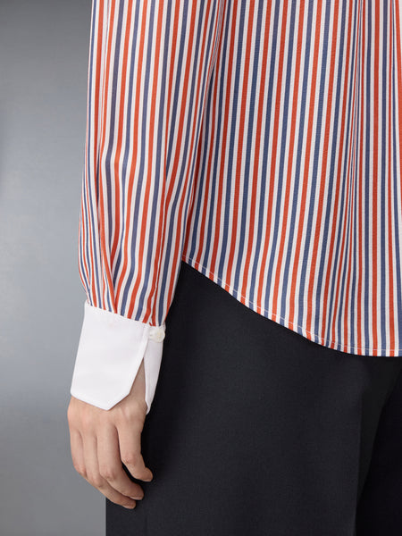 STRIPED SILK DETACHABLE COLLAR SHIRT RWBWHT