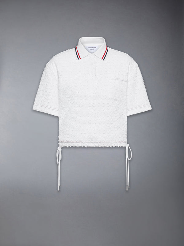 EYELASH RIBBON TWEED DRAWSTRING HEM POLO - featured image