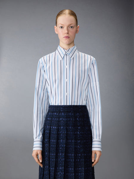 BAR STRIPE POPLIN ARMBAND EASY FIT SHIRT MEDIUM BLUE