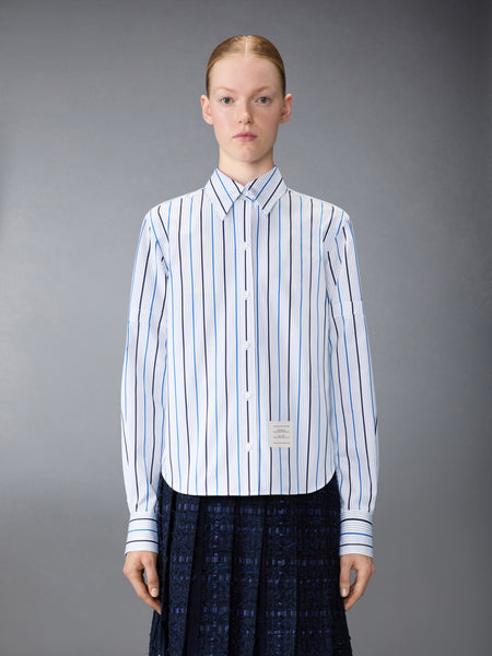 BAR STRIPE POPLIN ARMBAND EASY FIT SHIRT MEDIUM BLUE
