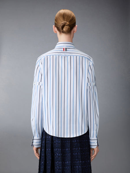 BAR STRIPE POPLIN ARMBAND EASY FIT SHIRT MEDIUM BLUE