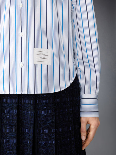 BAR STRIPE POPLIN ARMBAND EASY FIT SHIRT MEDIUM BLUE