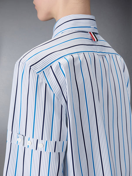 BAR STRIPE POPLIN ARMBAND EASY FIT SHIRT MEDIUM BLUE