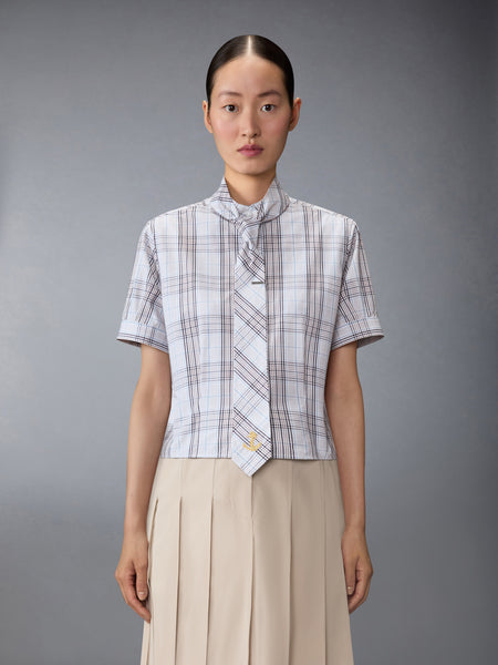 PLAID CHECK POPLIN TIE COLLAR BLOUSE SEASONAL MULTI