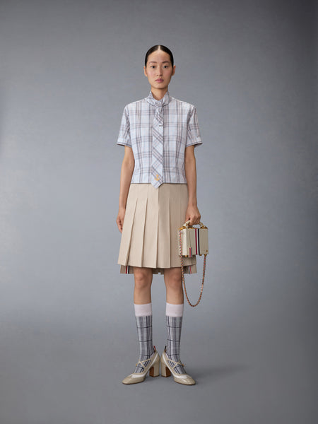 PLAID CHECK POPLIN TIE COLLAR BLOUSE SEASONAL MULTI