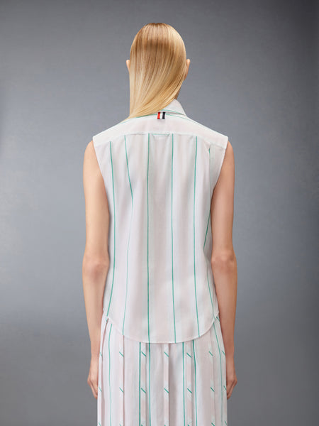 MADRAS COTTON STRIPED SLEEVELESS SHIRT LT PINK