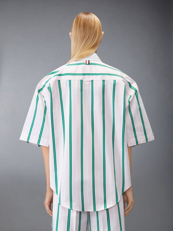 REPP STRIPE POPLIN SUPERSIZED SHORT SLEEVE SHIRT - image 2