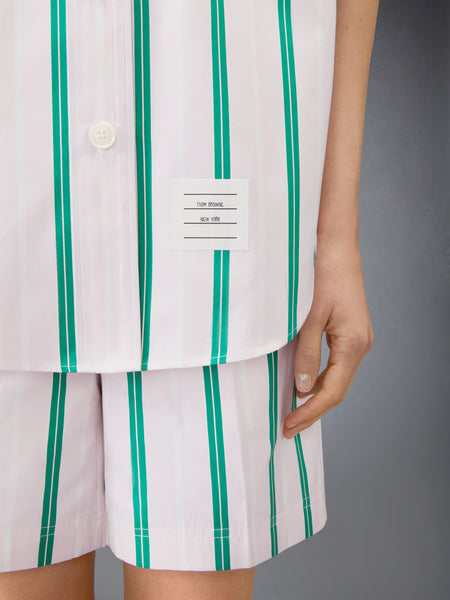 REPP STRIPE POPLIN SUPERSIZED SHORT SLEEVE SHIRT LT PINK