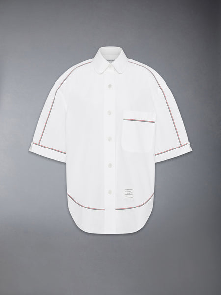 SOLID POPLIN RWB TRIM SUPERSIZED SHORT SLEEVE SHIRT WHITE